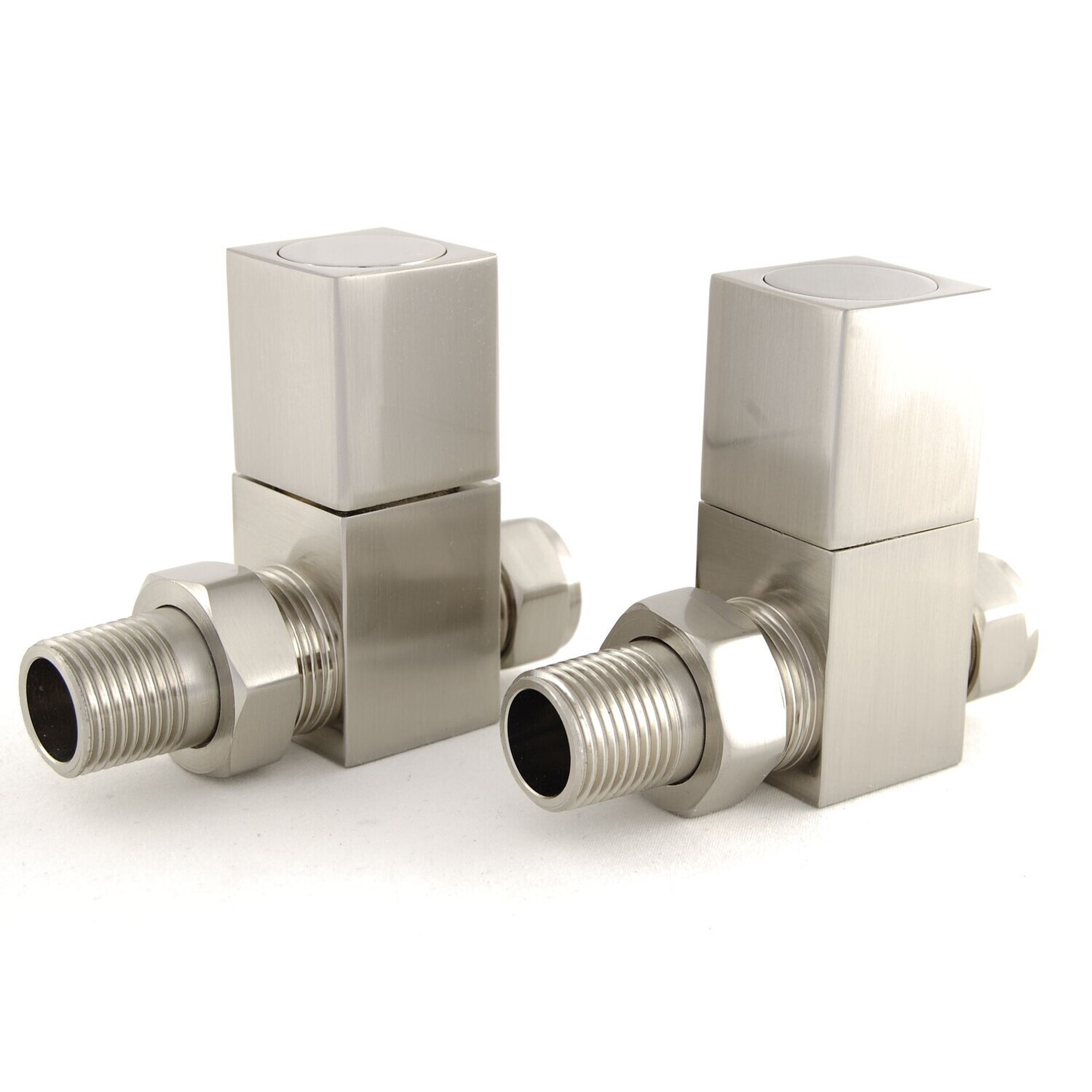 Essential Square Manual Straight Valve in Brushed Nickel finish