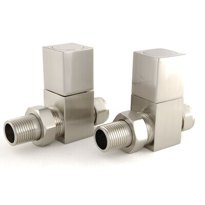 Essential Square Manual Straight Valve in Brushed Nickel finish Essential Square Manual Straight Valve in Brushed Nickel finish