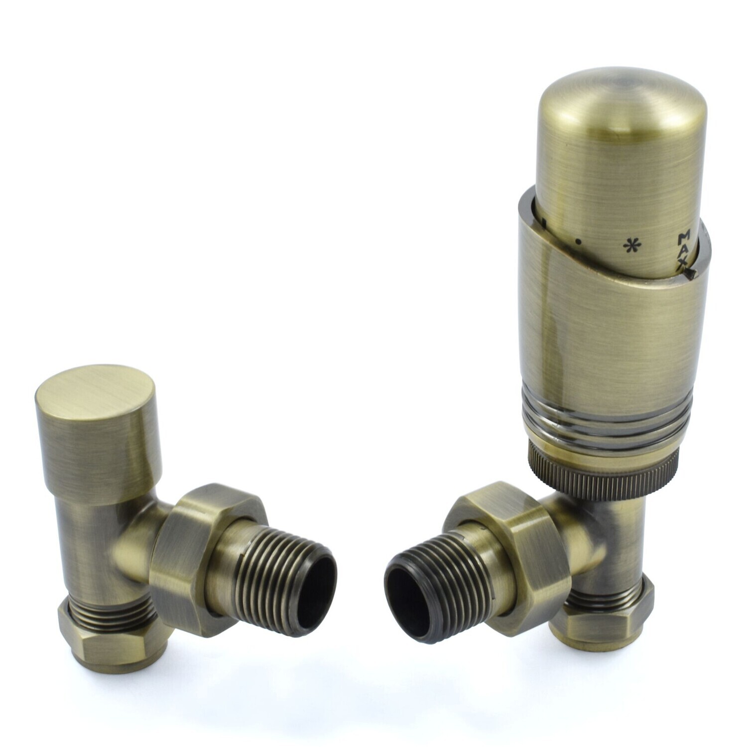 Essential Thermostatic Angle Valve in Antique Brass finish