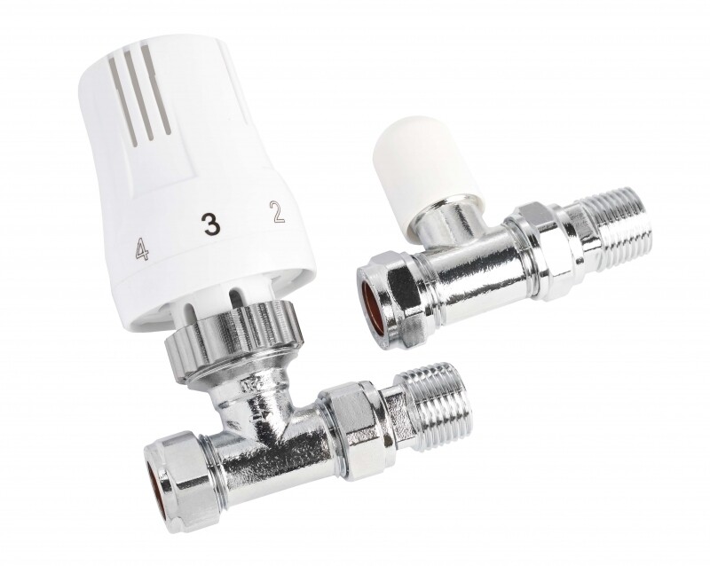 Eco Thermostatic Straight Valve in White finish