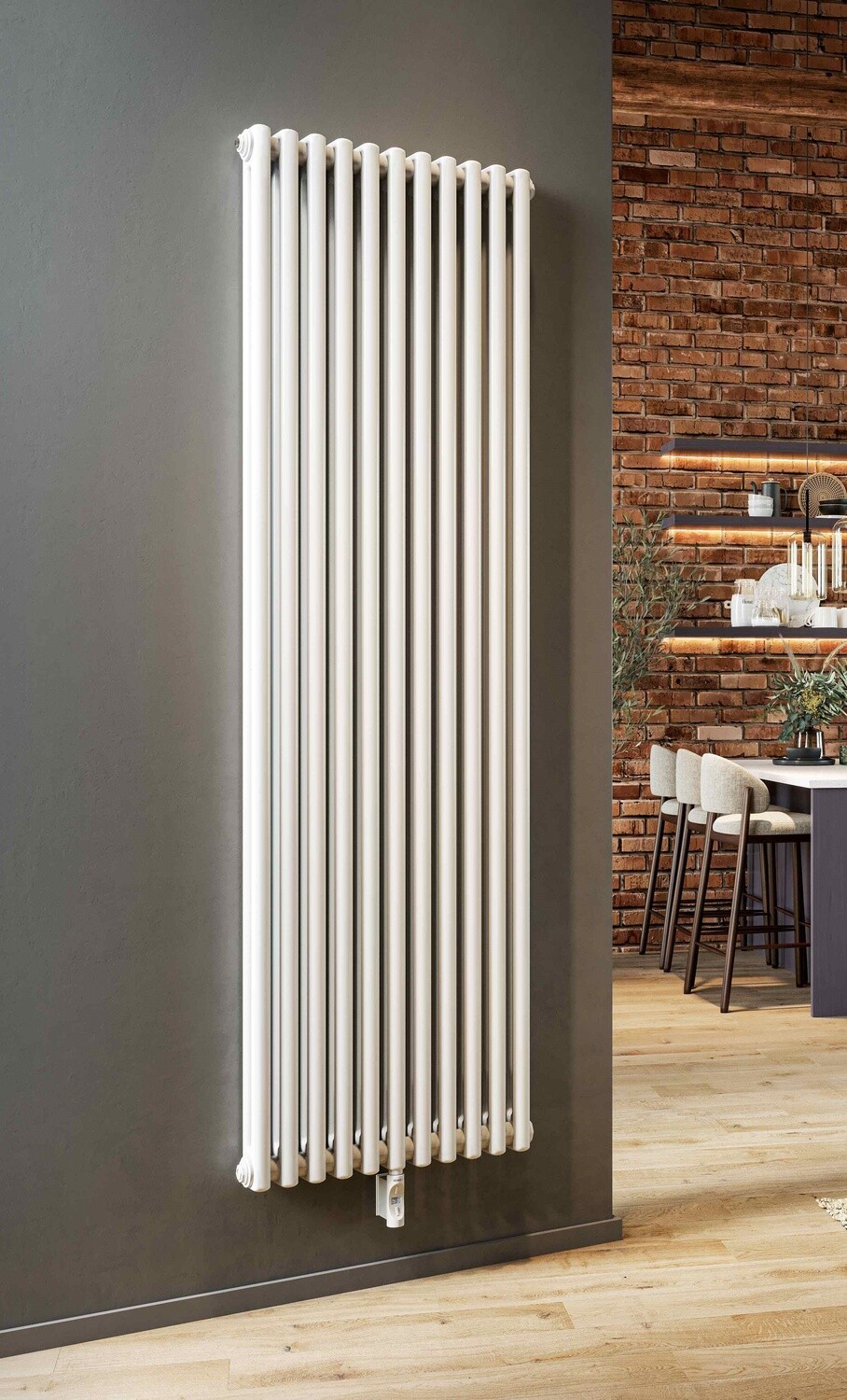 Modus Electric Wi-Fi Vertical Column Radiator, Please select size:: 1920mm High x 346mm Wide - 1200 Watts, Colour:: White (RAL 9016)