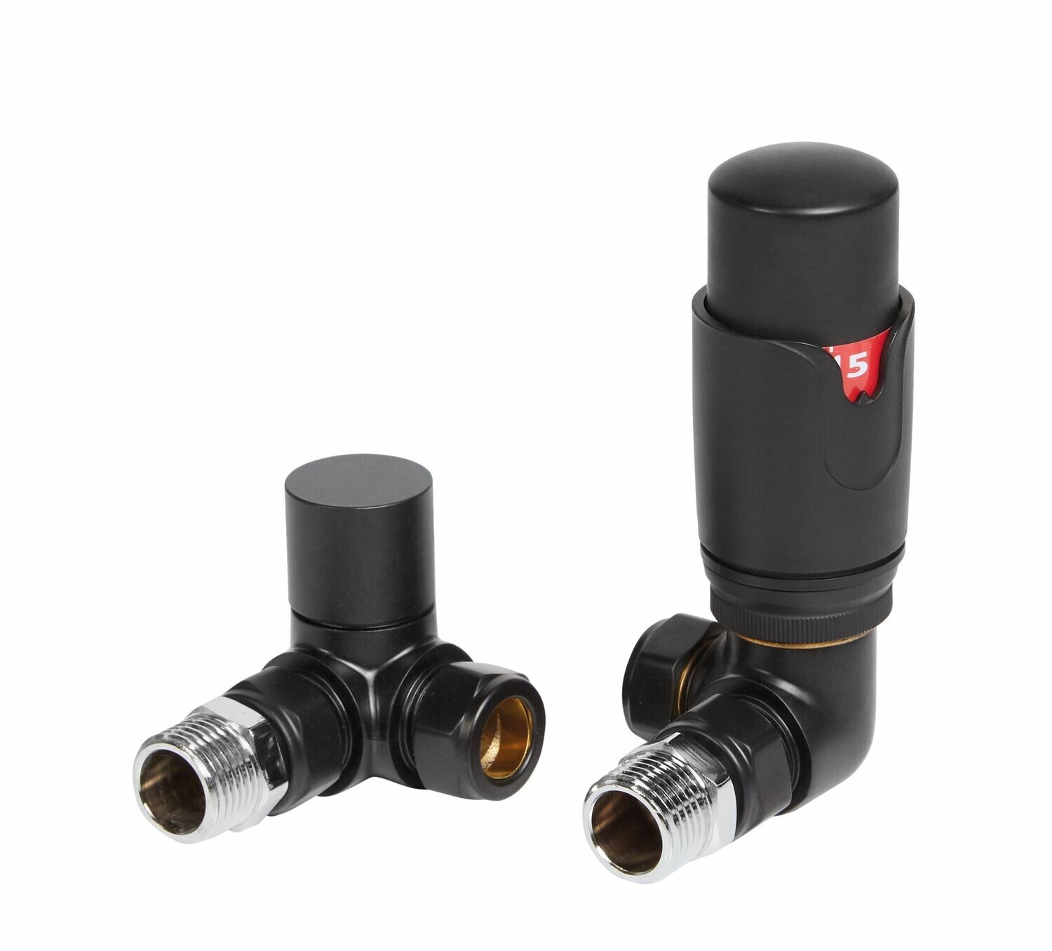 Essential Thermostatic Corner Valve in Matt Black finish