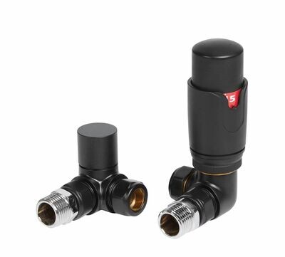 Essential Thermostatic Corner Valve in Matt Black finish Essential Thermostatic Corner Valve in Matt Black finish