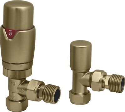 Essential Thermostatic Angle Valve in Brushed Brass finish Essential Thermostatic Angle Valve in Brushed Brass finish
