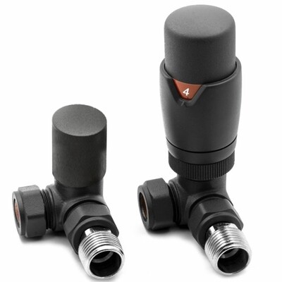 Essential Thermostatic Corner Valve in Anthracite finish