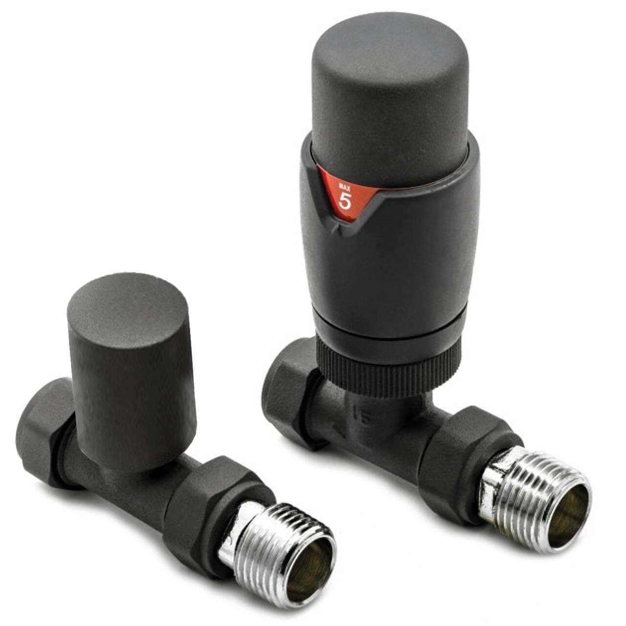 Essential Thermostatic Straight Valve in Anthracite finish
