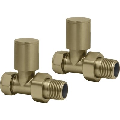 Essential Manual Straight Valve in Brushed Brass finish Essential Manual Straight Valve in Brushed Brass finish
