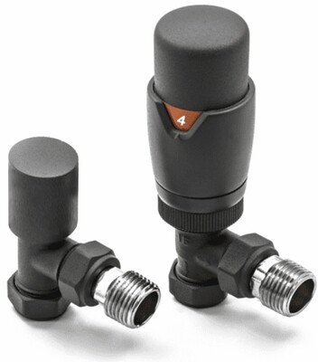 Essential Thermostatic Angle Valve in Anthracite finish Essential Thermostatic Angle Valve in Anthracite finish