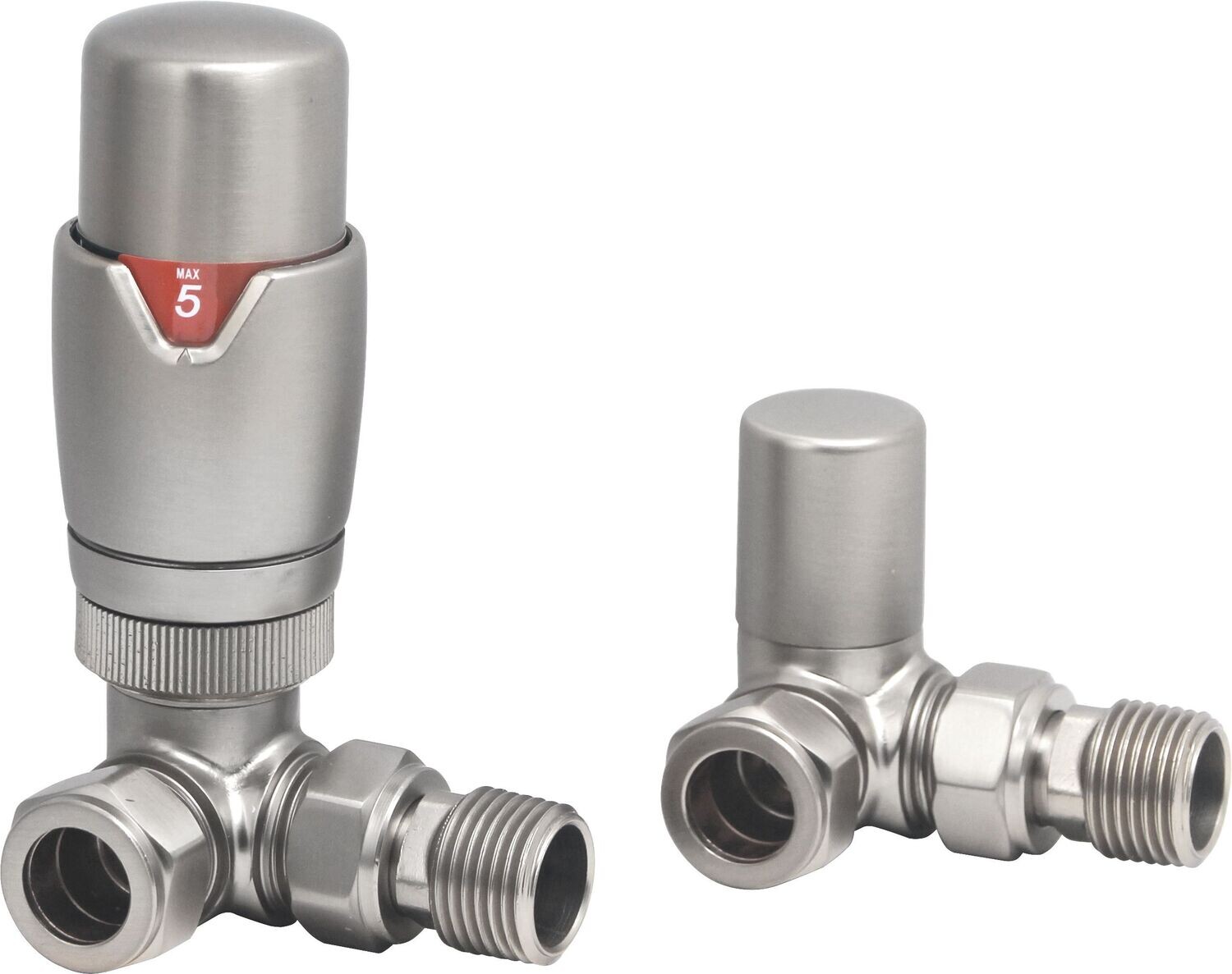 Essential Thermostatic Corner Valve in Brushed Nickel finish