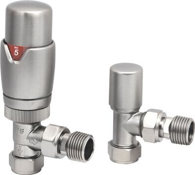 Essential Thermostatic Angle Valve in Brushed Nickel finish Essential Thermostatic Angle Valve in Brushed Nickel finish
