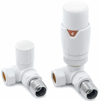 Essential Thermostatic Corner Valve in White finish