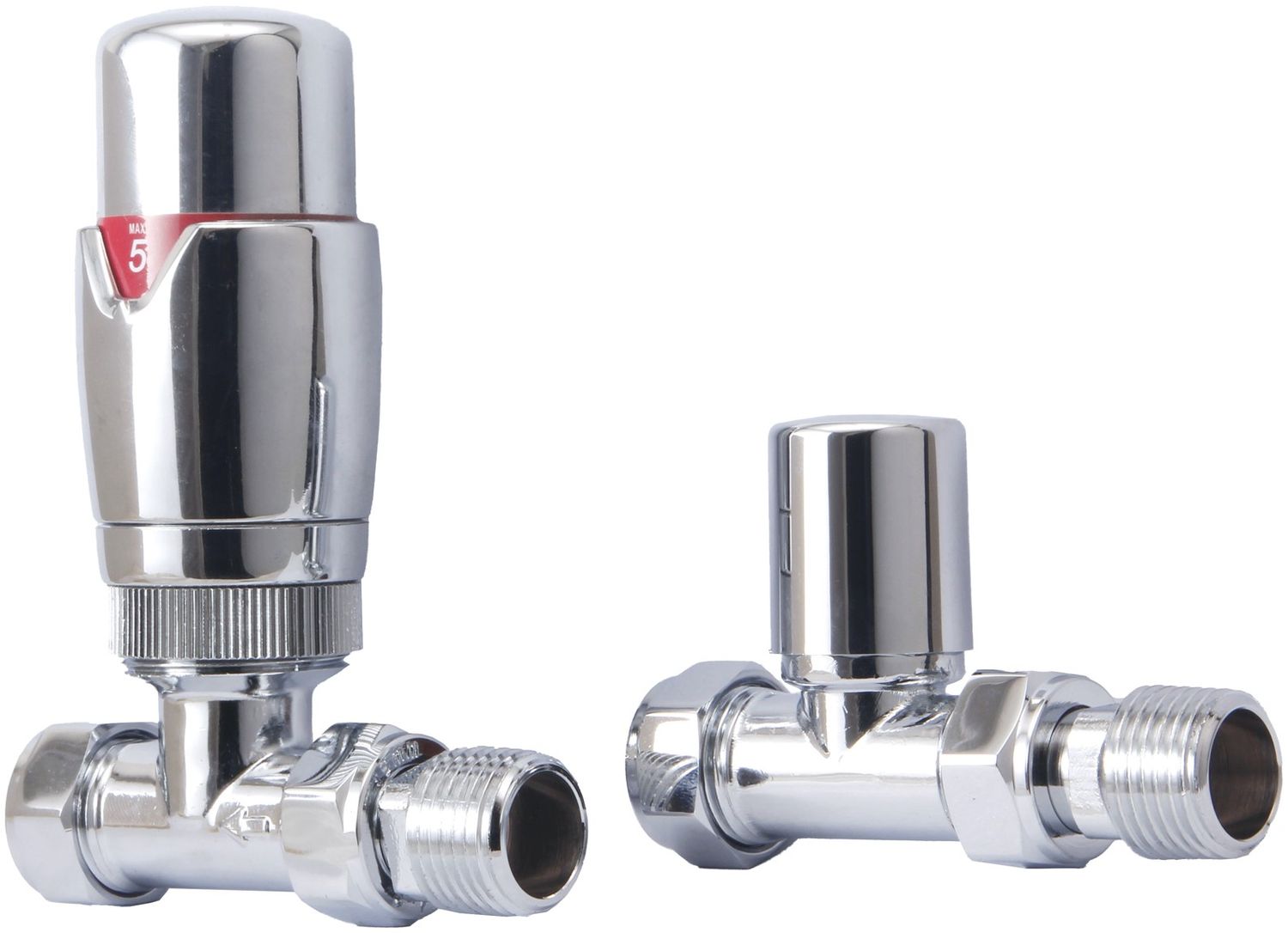 Essential Thermostatic Straight Valve in Chrome finish