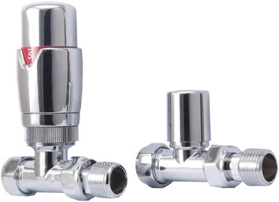 Essential Thermostatic Straight Valve in Chrome finish Essential Thermostatic Straight Valve in Chrome finish