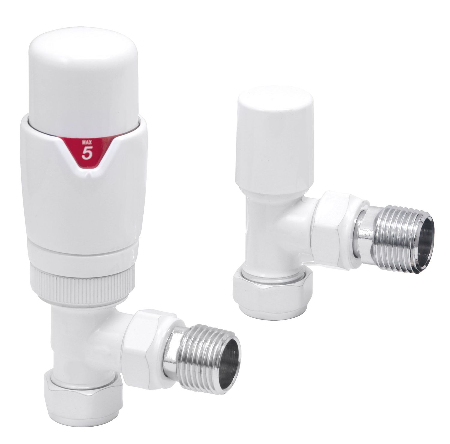 Essential Thermostatic Angle Valve in White finish