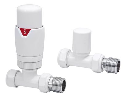 Essential Thermostatic Straight Valve in White finish Essential Thermostatic Straight Valve in White finish