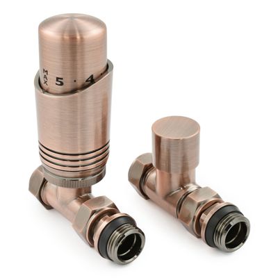 Essential Thermostatic Straight Valve in Antique Copper finish