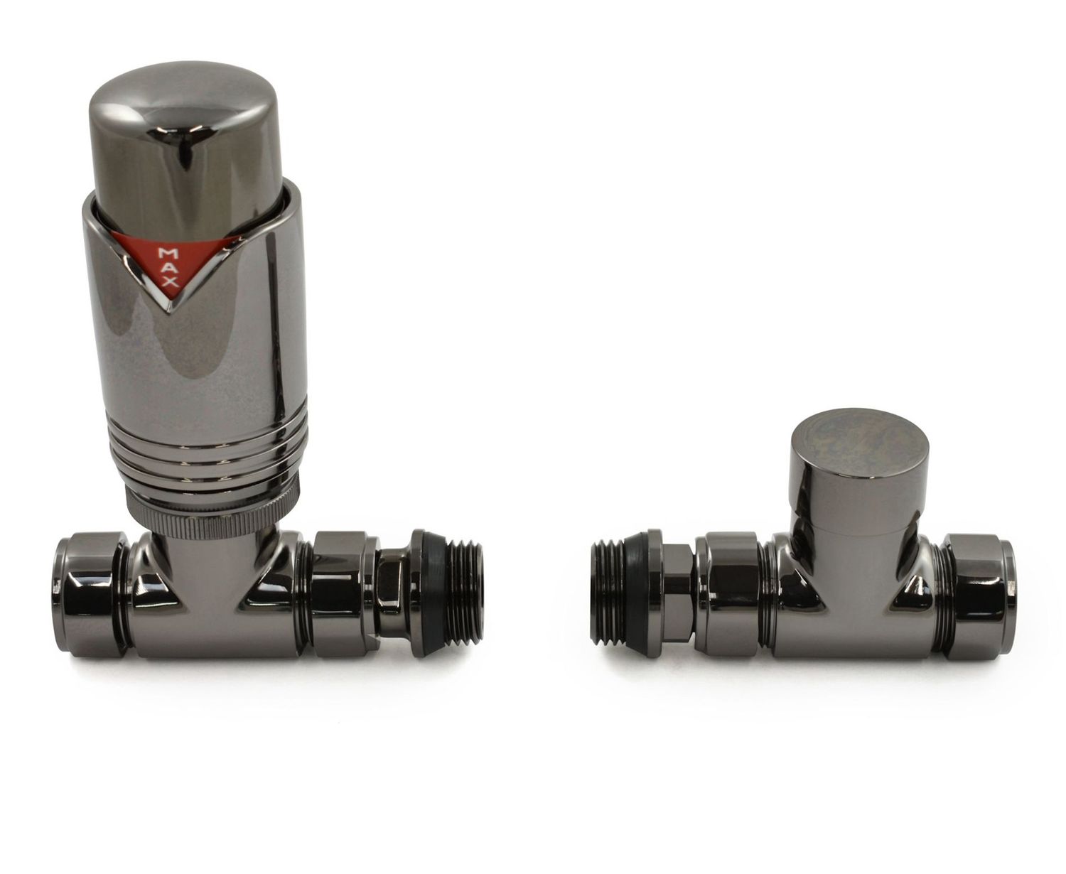 Essential Thermostatic Straight Valve in Black Nickel finish