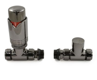 Essential Thermostatic Straight Valve in Black Nickel finish