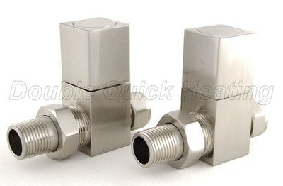 Essential Square Manual Straight Valve in Brushed Nickel finish Essential Square Manual Straight Valve in Brushed Nickel finish