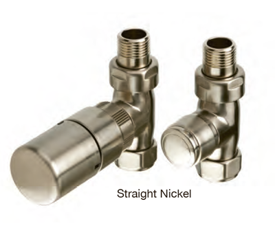 Ideal TRV Straight - Brushed Nickel (shown with matching lockshield which is included with all Ideal valves)