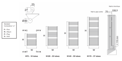 Vulcano Towel Rail - Technical Drawing