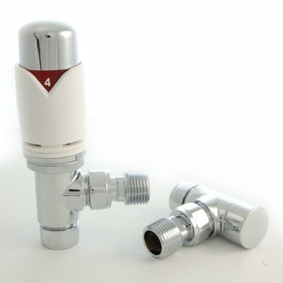 Essential Thermostatic Angle Valve in White finish