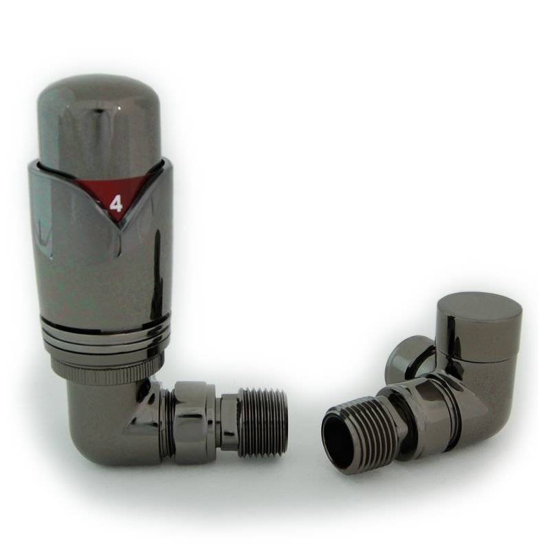Essential Thermostatic Corner Valve in Black Nickel finish