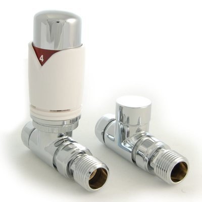 Essential Thermostatic Straight Valve in White finish
