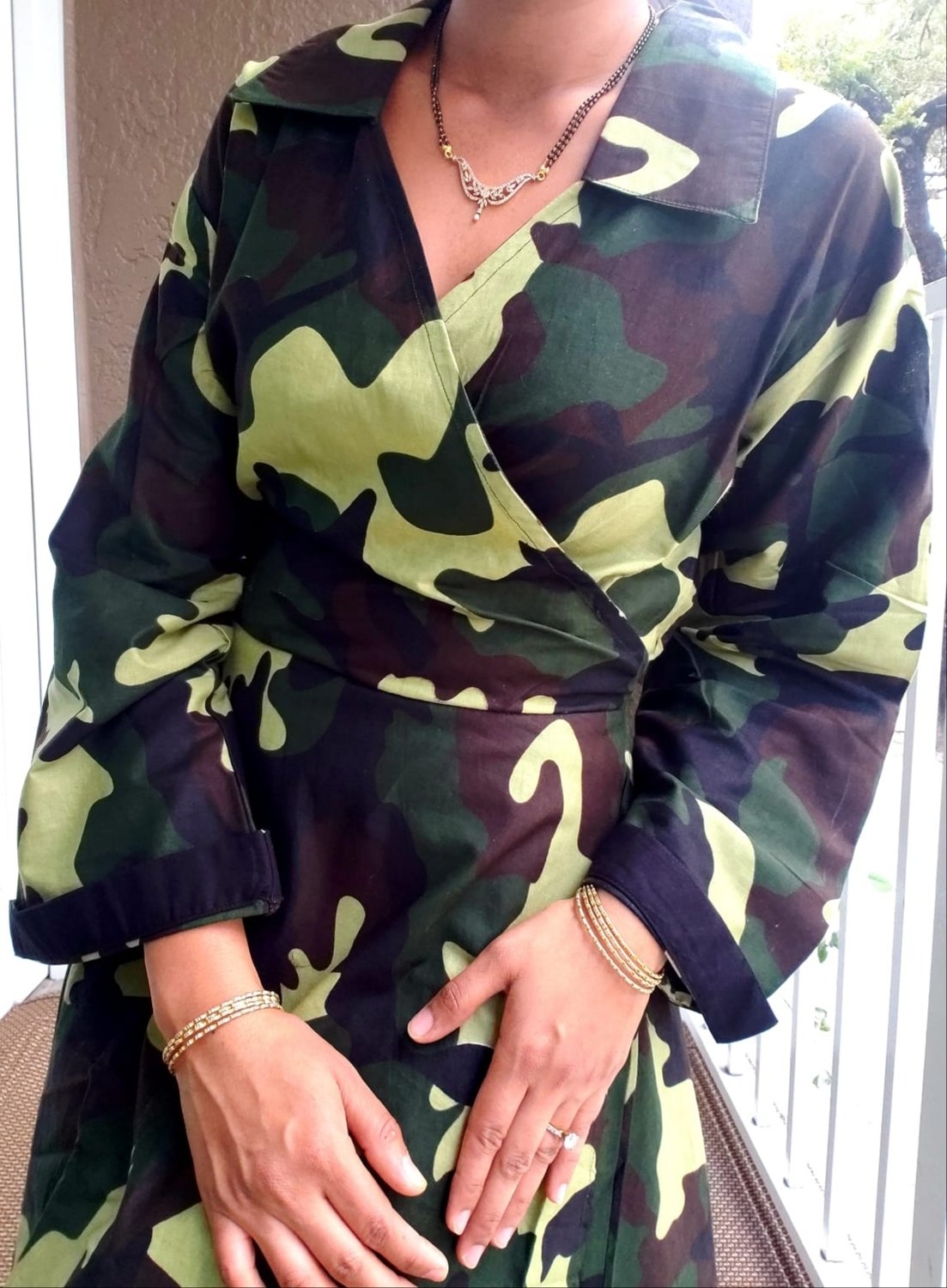camouflage wrap dress