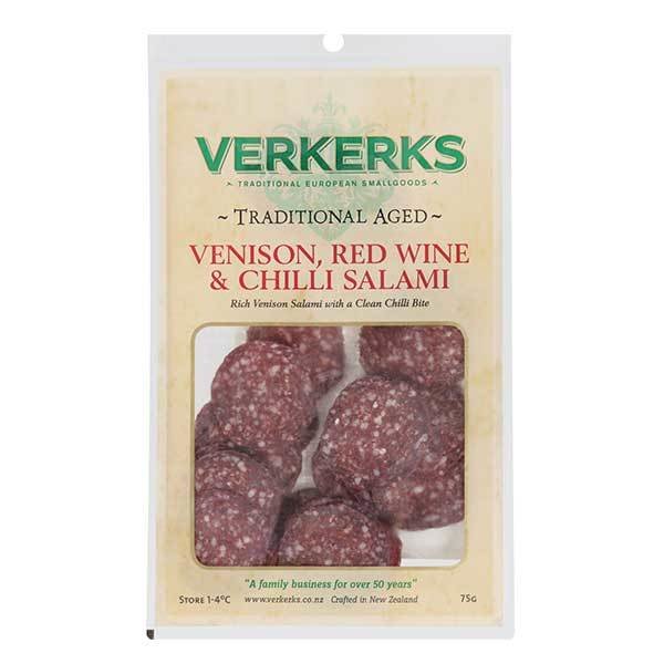 Traditional Aged Venison, Red Wine & Chilli Salami 75gm