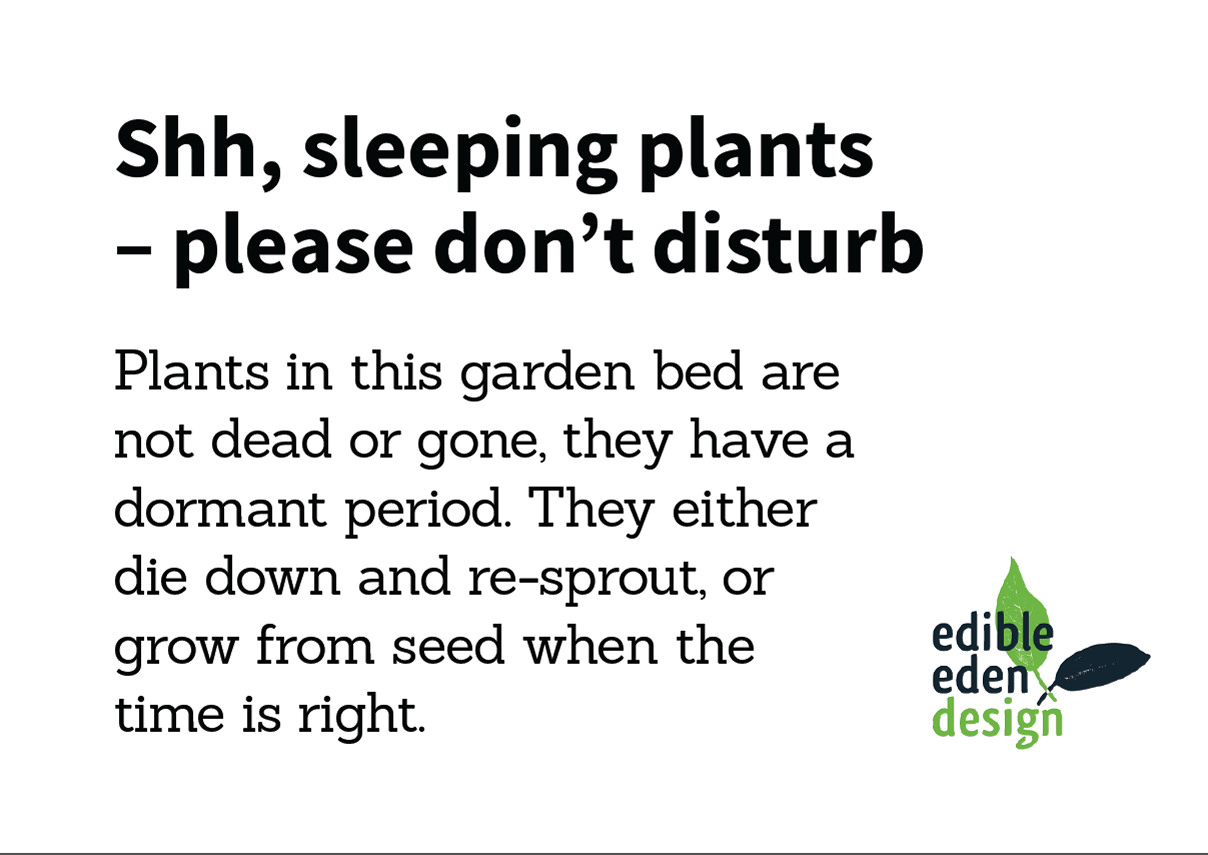 Sleeping, dormant plants sign