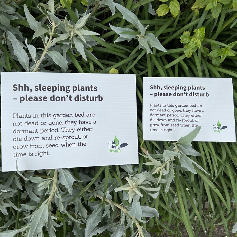 Sleeping, dormant plants sign
