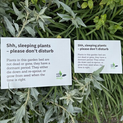 Sleeping, dormant plants sign
