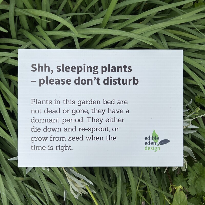 Sleeping, dormant plants sign