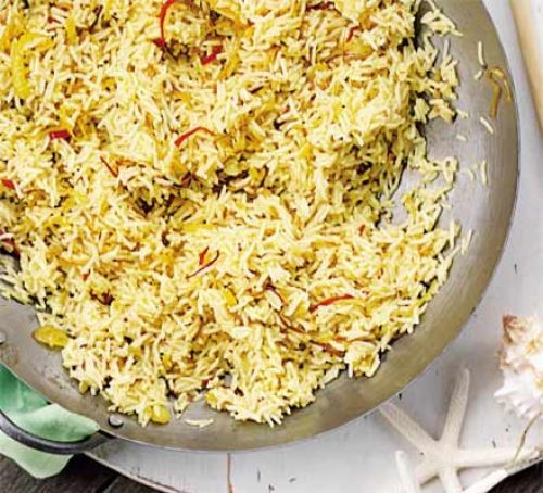 Pilaou Rice cooked with cumin and fried onions 