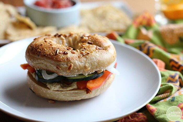 GRILLED VEGGIES &amp; CHEESE BAGEL