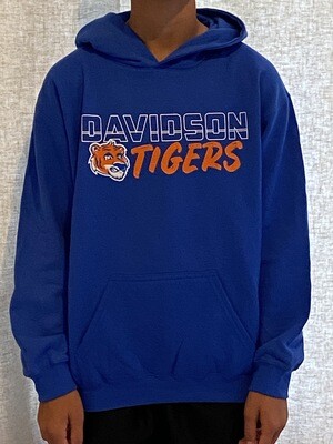 Youth XL Davidson Tigers Royal Blue Hoodie w/Mascot