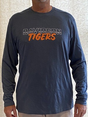 Adult XL Davidson Tigers Long Sleeve Heather Blue T-Shirt