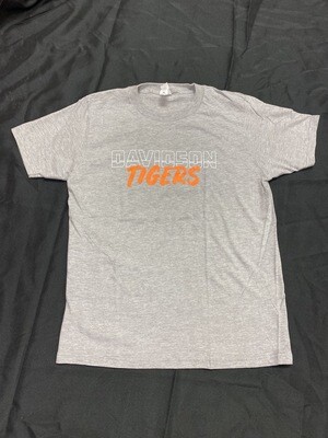 ADULT 2XL Grey Heather Davidson Tigers Short Sleeve T-Shirt