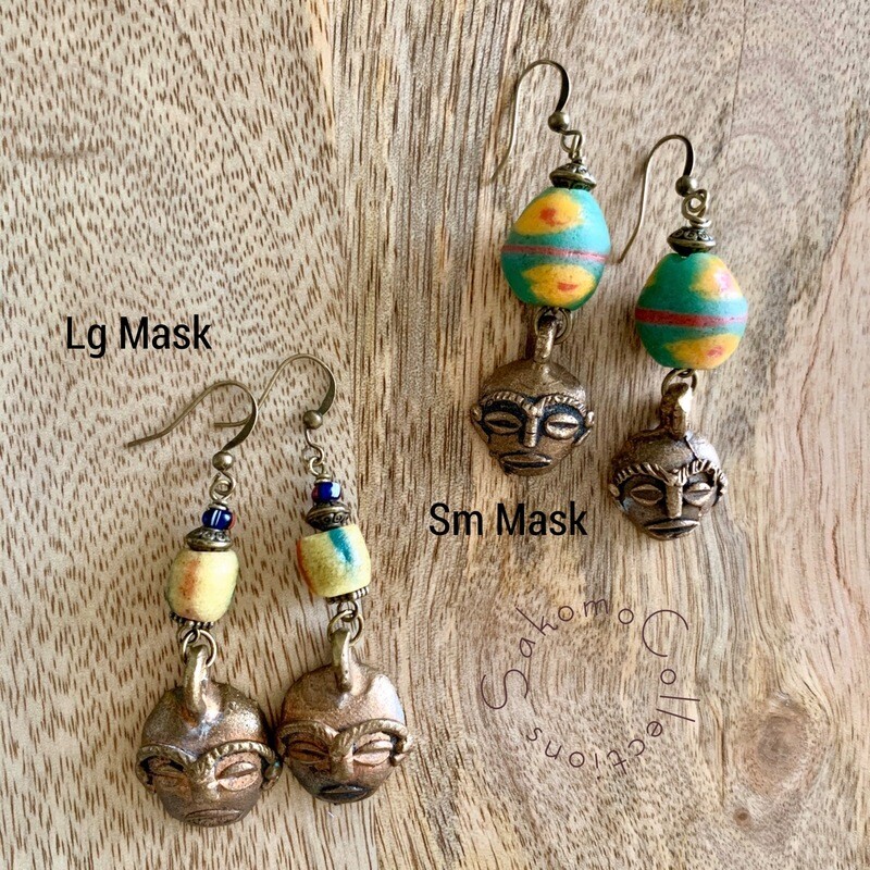 Brass Mask Earrings- small