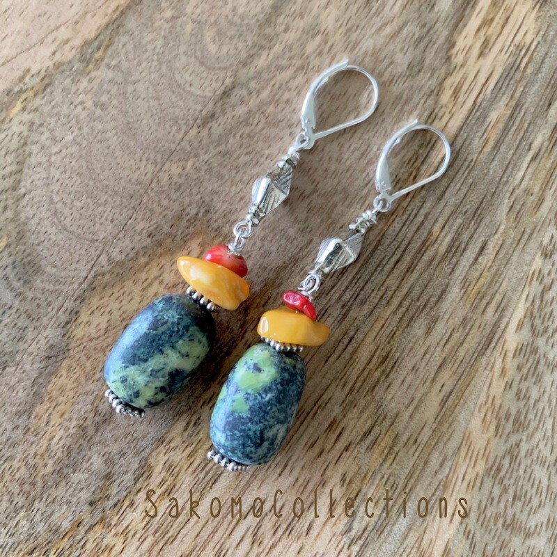 Yellow Turquoise Jasper Earrings