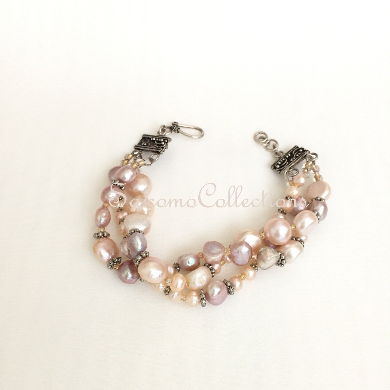 Peach Melba Pearl Bracelet 7&quot;