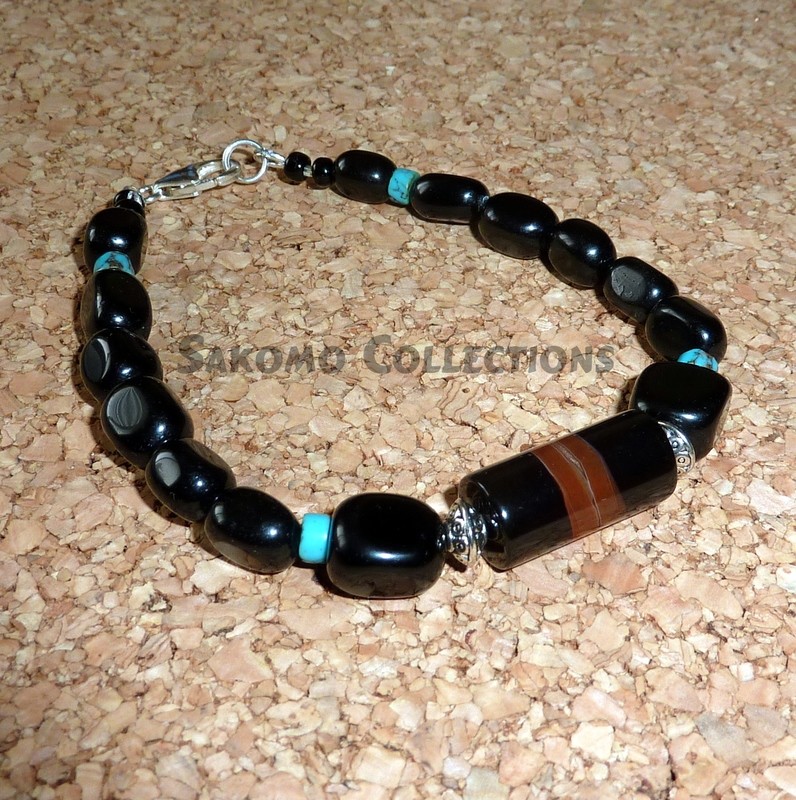 Onyx/Agate Bracelet 8&quot;
