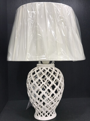 Lampada Lampada " Potiche" Media Dimensione in porcellana Bianca Traforata. Marca Hervit .