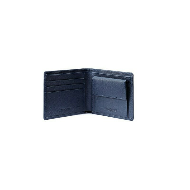 Portafoglio 4 scomp. in pelle blu con porta monete Portafoglio 4 scomp. in pelle blu con porta monete