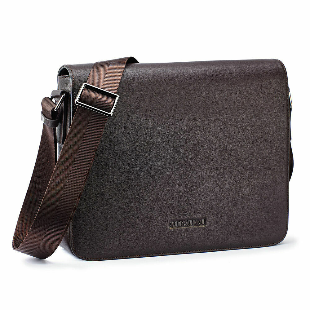 Borsa con tracolla in pelle marrone