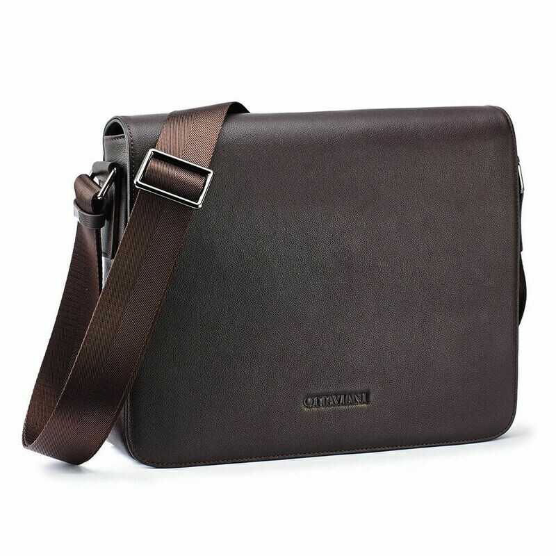 Borsa con tracolla in pelle marrone