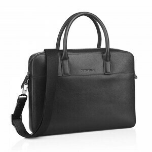 Borsa portadocumenti uomo in pelle saffiano nera