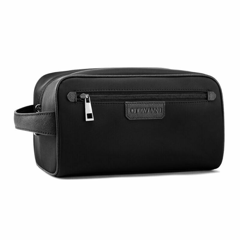 Trousse da toilette da uomo OTTAVIANI in pelle nera Trousse da toilette da uomo OTTAVIANI in pelle nera
