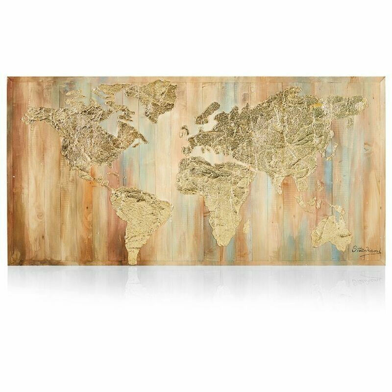 QUADRO IL MONDO IN LEGNO CON FOGLIA ORO, BASE MARRONE,120x60 OTTAVIANI HOME QUADRO IL MONDO IN LEGNO CON FOGLIA ORO, BASE MARRONE,120x60 OTTAVIANI HOME